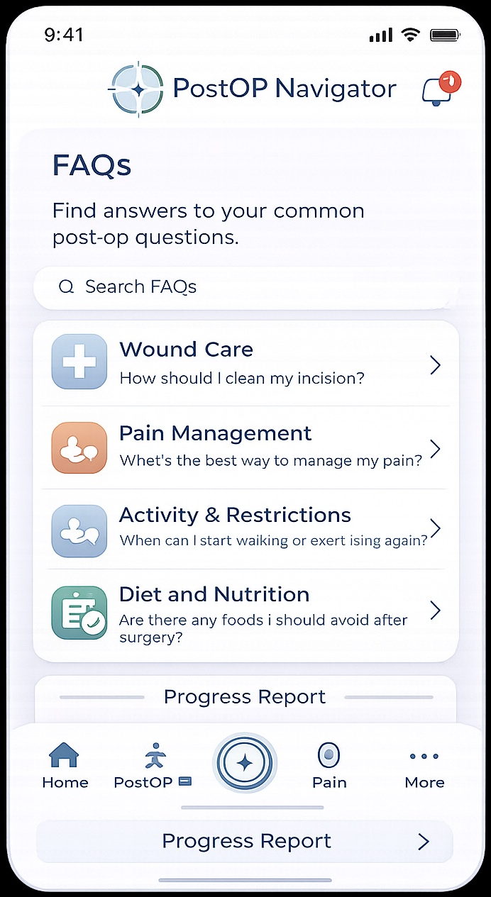 Patient FAQs Screen